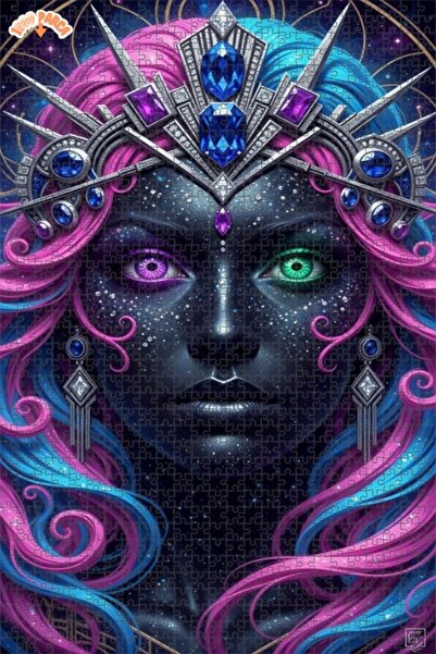 Esranın Dünyası Galactic Queen Oil Painting Look Double Layer Framed Wooden P...