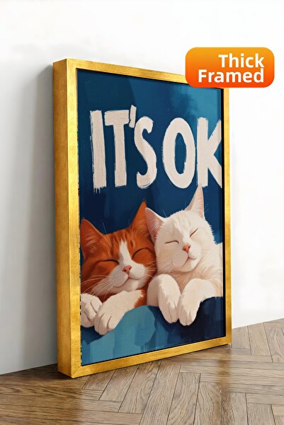 Zestia Εκτύπωση σε καμβά με χρυσό πλαίσιο It's OK Tipographic Humor Premium S...