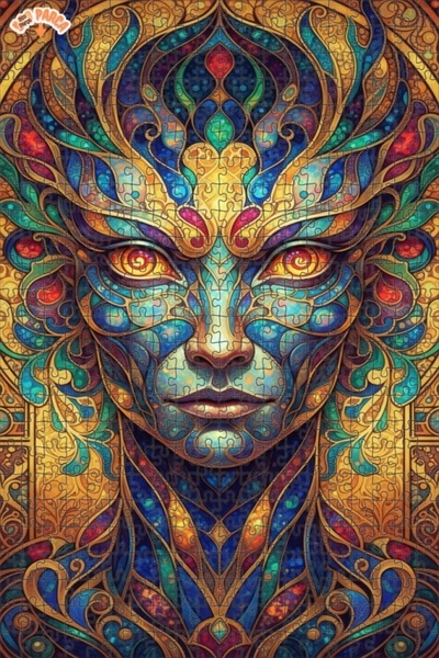 Esranın Dünyası Mysterious Face Abstract Art Oil Painting Lookalike Double-La...