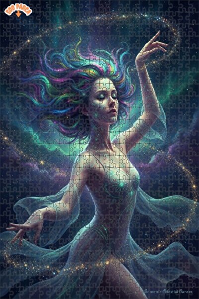 Esranın Dünyası Space Dancer Oil Painting Lookalike Double-Layer Framed Woode...