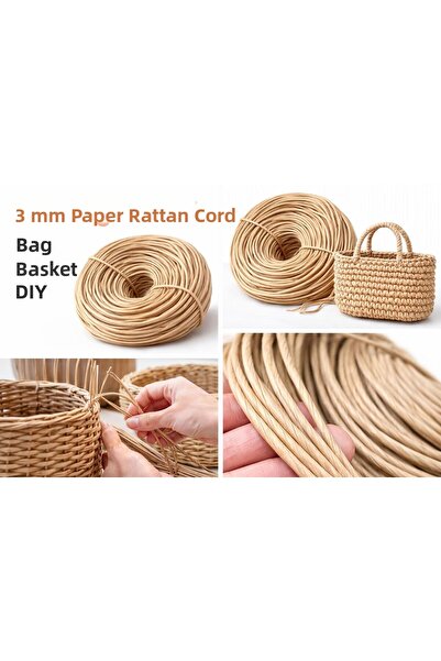 Mady Aksesuar Kraft Yarn, Natural Color, Ç Bag Basket Weaving Yarn, 3mm 500 G...