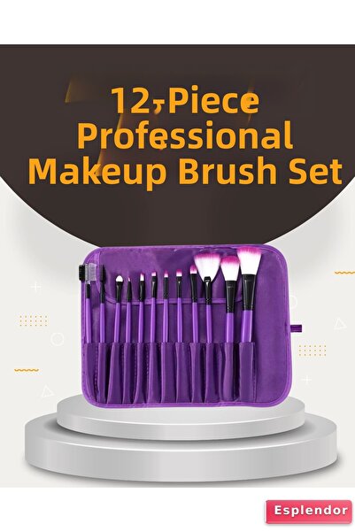 esplendor مجموعة فرش مكياج مكونة من 12 قطعة مناسبة لتطبيق كريم الأساس وأحمر ا...