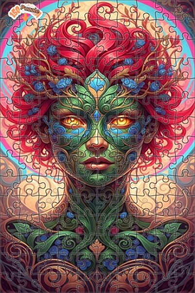 Esranın Dünyası The Enchanted Face of Nature Spirit Oil Painting Lookalike Wo...