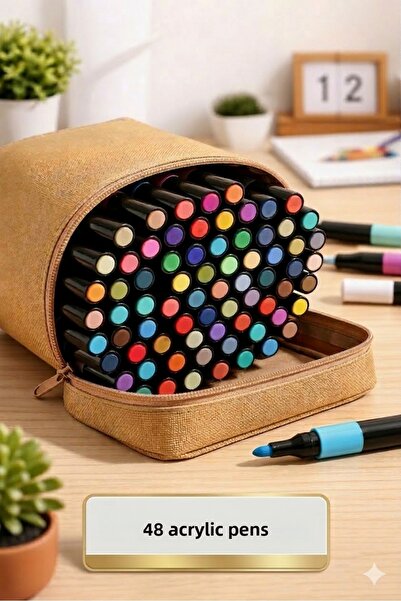 Fidanx مجموعة أقلام تلوين احترافية مكونة من أكريليك قلمًا، 48 لونًا