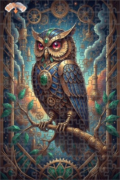 Esranın Dünyası لغز خشبي بإطار مزدوج الطبقات بمظهر لوحة زيتية فنية لبومة ميكا...