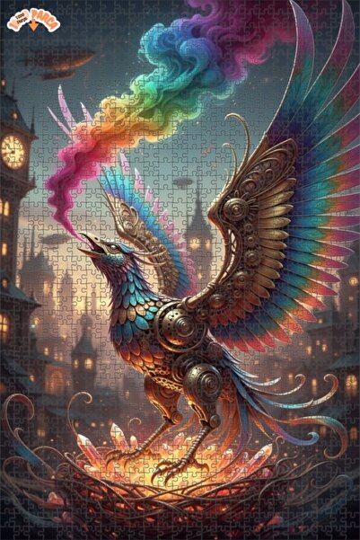 Esranın Dünyası لغز خشبي ميكانيكي على شكل طائر الفينيق ذو دخان ملون مكون من م...