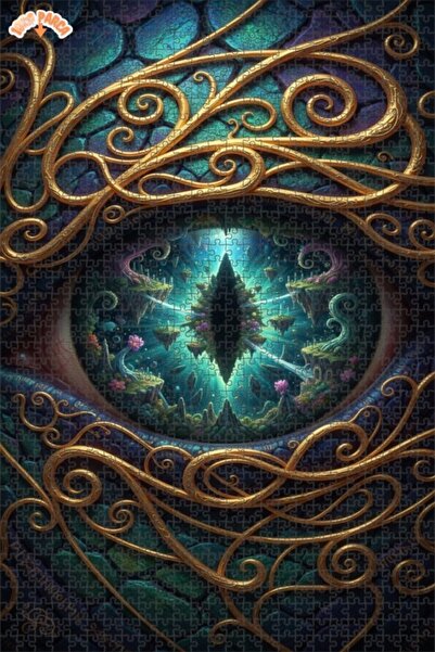 Esranın Dünyası لغز خشبي مصور للعين التنينية فانتاستيك ديار مطبوع مزدوج الطبق...