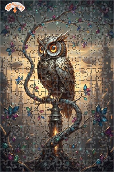 Esranın Dünyası لوحة فنية ميكانيكية على شكل بومة، لغز خشبي بإطار مزدوج الطبقا...