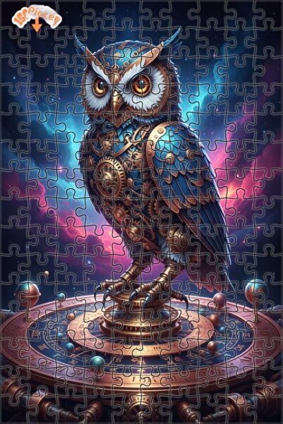 Esranın Dünyası لغز خشبي على شكل بومة ميكانيكية على طراز ستيمبانك، لغز خشبي م...