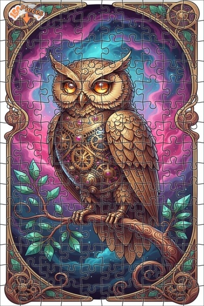 Esranın Dünyası لغز خشبي بإطار مزدوج الطبقات من Steampunk Owl Art 150 قطعة 20x30
