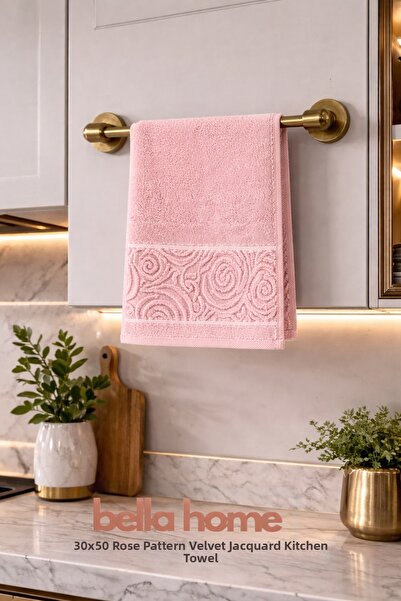 Bella Home Velvet Jacquard Kitchen Towel |   30X50 cm |   6 Pieces |   Soft &...