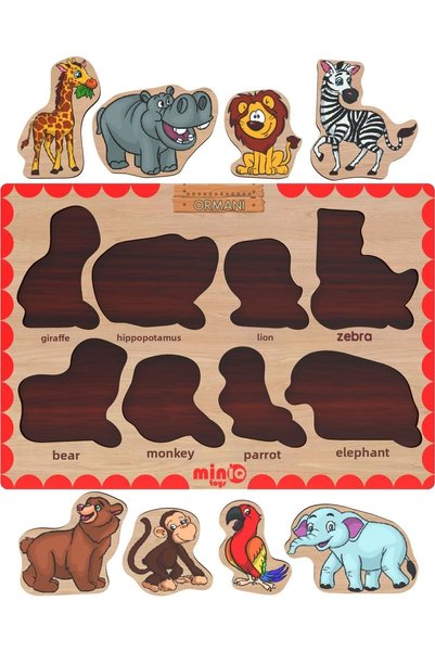 minİQ toys Wooden Turkish Farm Animals+forest Animals-fruits-numbers Set of 4 Educational-tutorial Puzzle