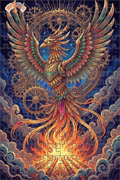 Esranın Dünyası Magical Phoenix Oil Painting Look Double Layer Framed Wooden ...