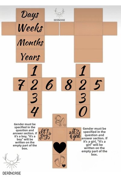 derincase Nameless English Memory Cubes Set of 4 Natural Beech Wood Laser Engraved Mother Baby Keepsake