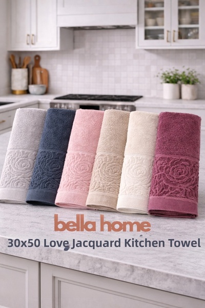 Bella Home Nurpak Sevgi Jacquard Kitchen Towel |   30X50 cm |   100% Cotton |...