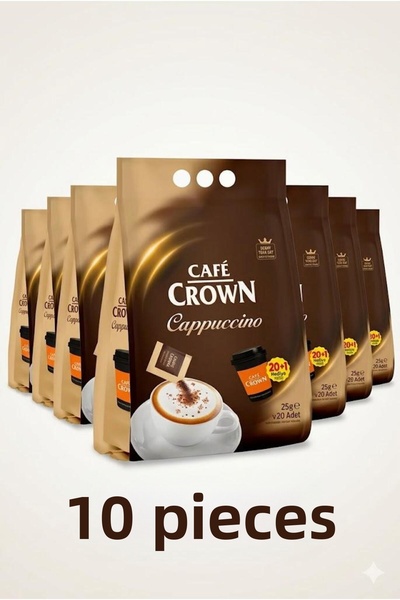 Cafe Crown كابتشينو 25 جرام × 20 قطعة مع كوب هدية × 10 قطع