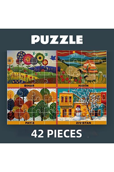 ZERYA Pazil Bi Kurdî Demsal Aylar - Kurdish Puzzle (42 Pieces - A4)