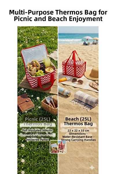 ASG حقيبة شاطئ قابلة للطي بسعة 25 لتر مع عازل حراري من الفويل