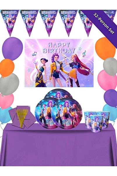 snowparty 32-Person Kpop K-Pop Demon Hunters Themed Birthday Party Decoration...