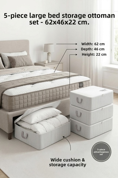 Textile sweet كيس وسادة كبير الحجم مكون من 5 قطع باللون الأبيض والرمادي وحقيب...