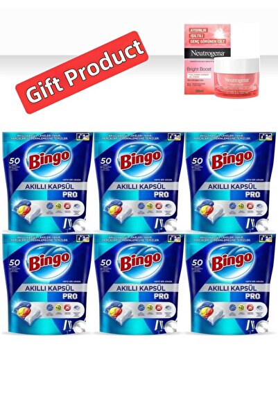 Bingo Smart Capsule Pro Dishwasher Tablet 6 Pack 50 Li (Gel Cream with Gift)