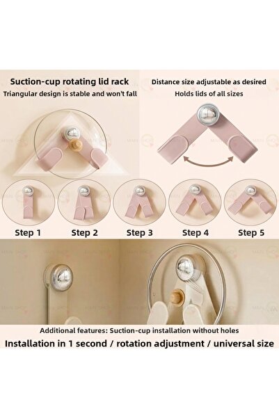 MAİN SHOP 2 bucăți Suport pentru capac de oală, cu ventuză, pentru organizare...