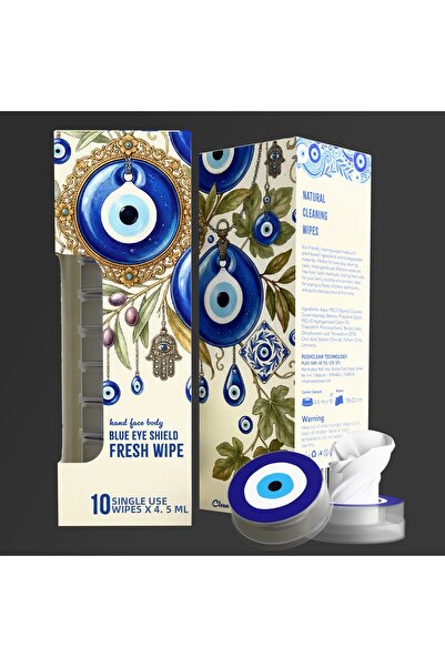 HandyTowel Gift-Set of Evil Eye Bead Themed Wet Wipes - 10 Pack for Surface a...