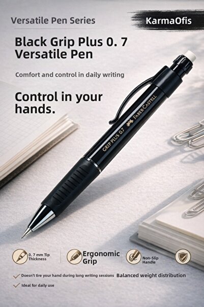 Faber Castell Black Plus 0.7 Versatil Pen |   Ergonomic, Non-Slip Grips
