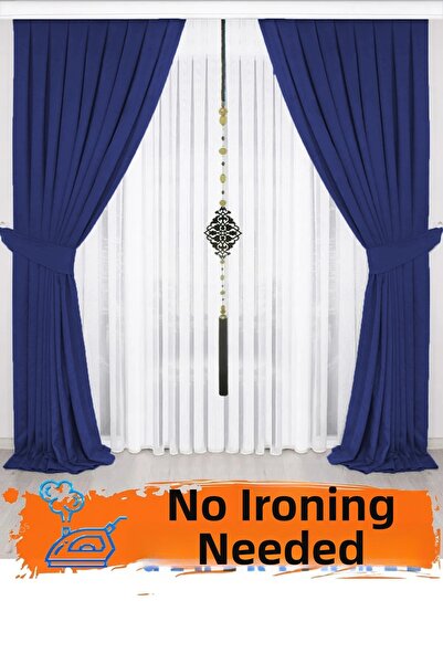 BD beyaz dokuma Light Navy Blue Pleated Velvety Background Curtain High Quali...