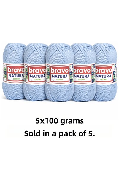 Bravo Natura Cotton Baby Blue 604 Cotton Yarn 100Gr 200Mt Knitting Yarn Amigu...