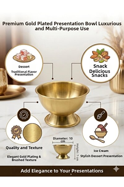 LOVYCO Premium Gold Plated Presentation Bowl - Luxury Snack Bowl, Turkish Del...