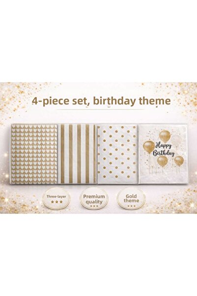 CKM silikon Luxury Gold Birthday Napkin Set of 4 – Premium Quality