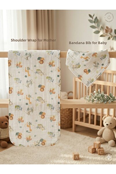 Adalinhome غطاء كتف للأطفال من AtaKids معتمد من Oeko-Tex، مصنوع من الموسلين ا...