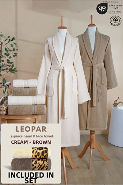 Ellaline 6-Piece Striped Bathrobe Family Set 100% Cotton Certified + Leopar 2...