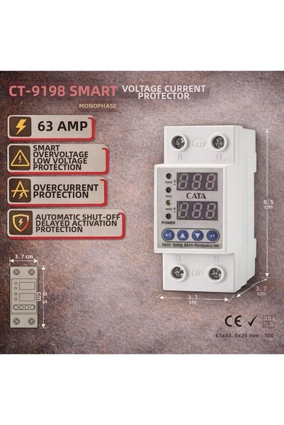 Cata Ct-9198 Smart Voltage Current Protector Single Phase 63 Ampere