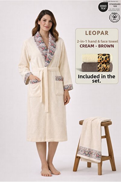 Ellaline Σετ γυναικείων λουλουδάτων μπουρνούζια 2 τεμαχίων FIORE 100% Βαμβάκι...