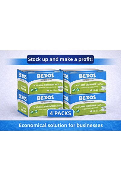 Twin Store Bezos Z Foldable Dispenser Towel 2 Layers 20X22 cm Cellulose 4 Box...