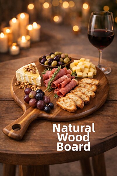 COCEM Natural Wood Presentation Tray 40X31X1.5 cm Large Size Acacia Serving B...