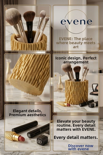 Evene Makeup Organizer Makeup Brush Holder Makeup Organizer Organizer Gold Color Model 78