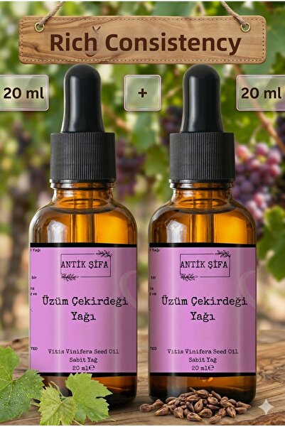 Antik Şifa Grape Seed Fixed Oil - 100% Non-Dilution, 20 ML (Pack of 2) Natura...