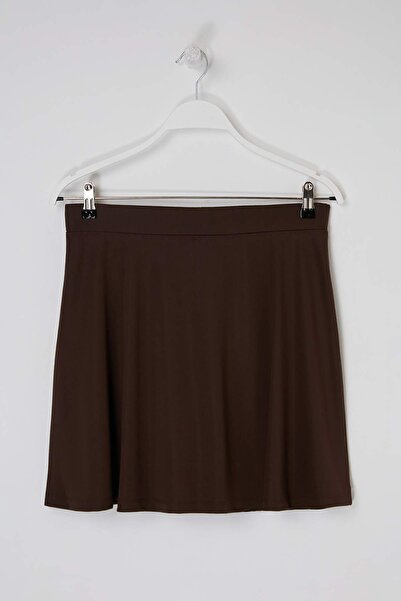 Trendyol Curve Brown 2-Layer Knitted Sports Shorts Skirt Tbbss24Ap00024