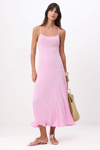 Trendyol Collection Rochie roz croială în A /Çan Form Pool Collar cu bretele ...