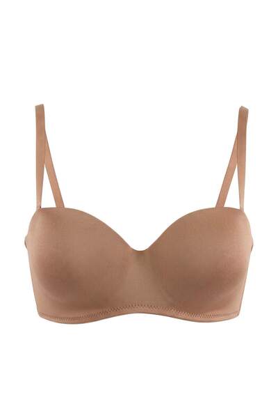 Trendyol Collection Mink Single Micro Flat Fixed Cup Strapless Bra Thmss25Su0...