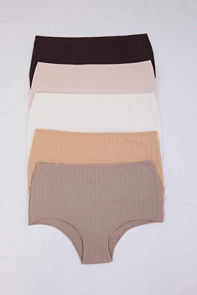 Trendyol Curve Maro-Multicolor Pachet de 5, bumbac piese, talie înaltă Hipste...