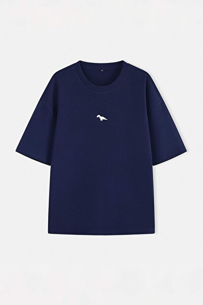 Trendyol Collection Plus Size Navy Blue Oversized /Wide Cut 100% Cotton Dinos...