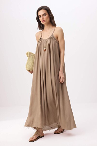 Trendyol Collection Brown Maxi Woven Dress Twoss26El00764
