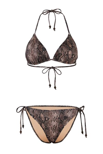 Trendyol Collection Floral Pattern Triangle Covered Normal Waist Regular Biki...