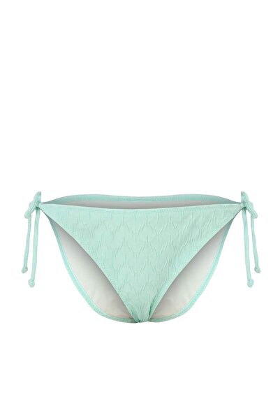 Trendyol Collection Turquoise Tie-Up Textured Regular Bikini Bottom Tbess23Ba...