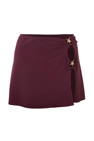 Trendyol Collection В'язаний аксесуар сливового кольору з детальним пляжним м...