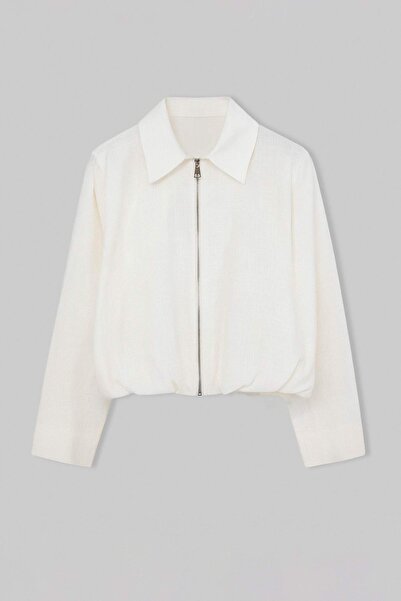 Trendyol Collection White Zipper Closure Woven Jacket Twoss26Ce00042